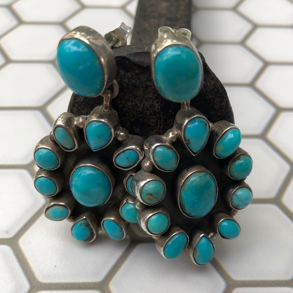 Gorgeous statement turquoise and sterling earrings